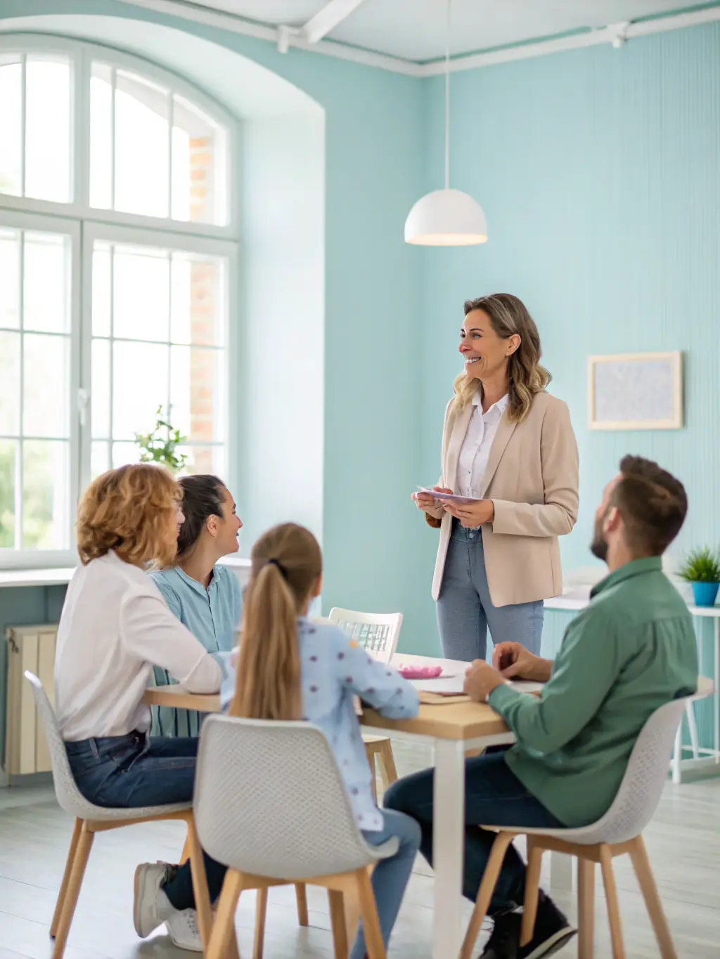 A diverse team of professionals engaged in a constructive conflict resolution workshop, facilitated by a psychologist, in a modern office setting, emphasizing active listening and collaborative problem-solving.