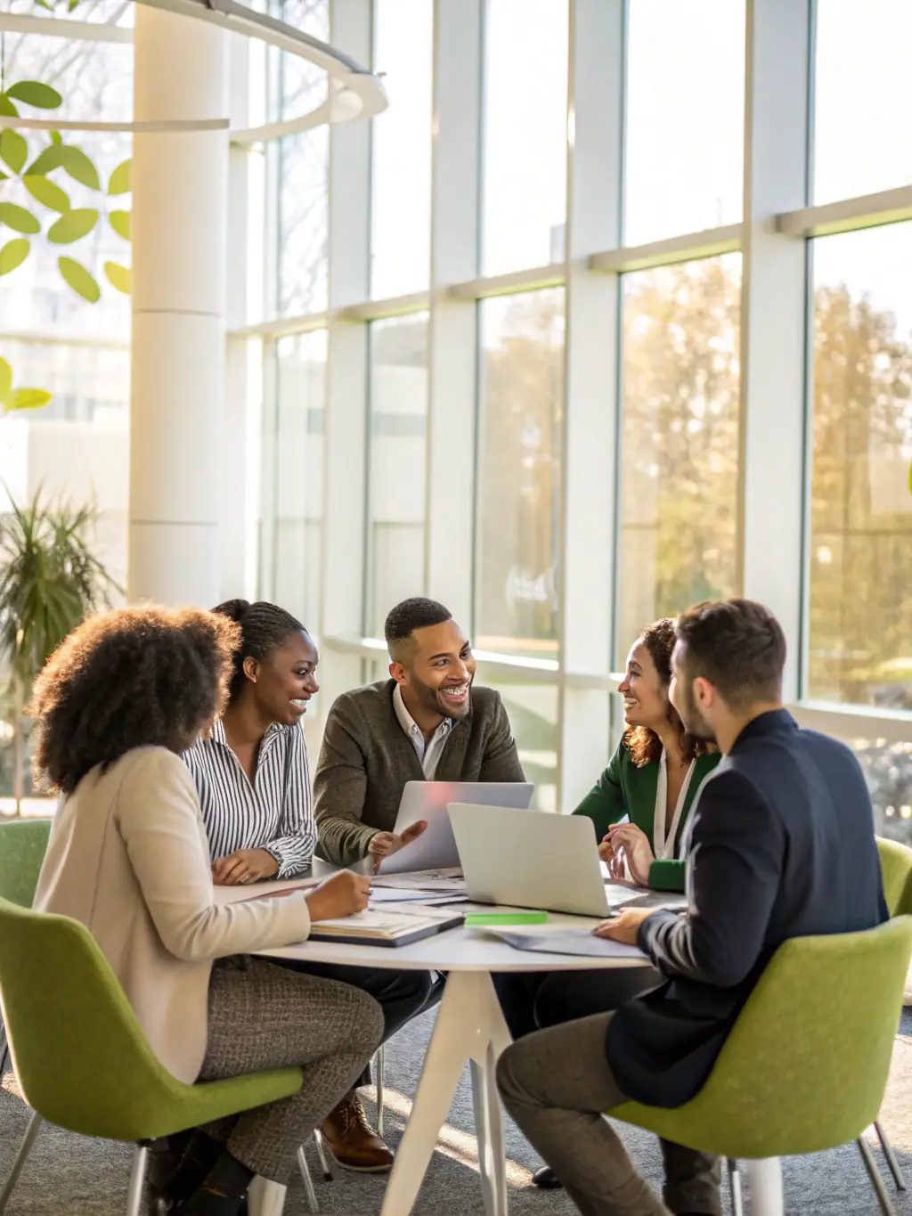 A psychologist conducting a team-building exercise with healthcare professionals, promoting collaboration, trust, and a supportive work environment.